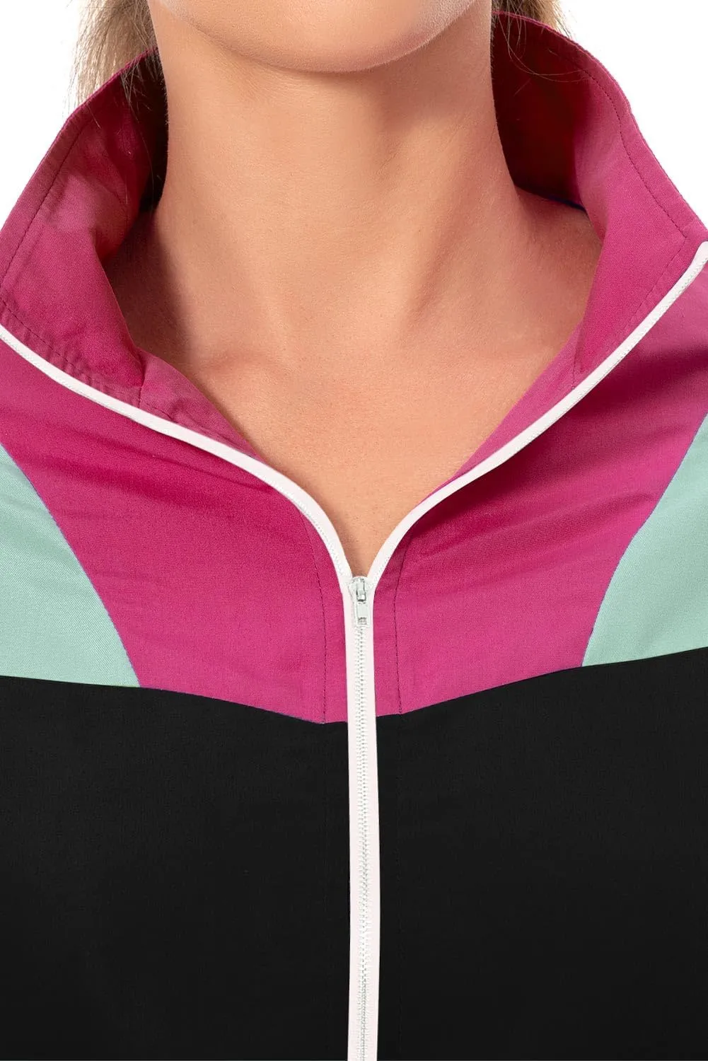Color Block Track Suit Set 80s Long Sleeve Windbreaker 90s Track Outfit Casual Sweatsuits Women