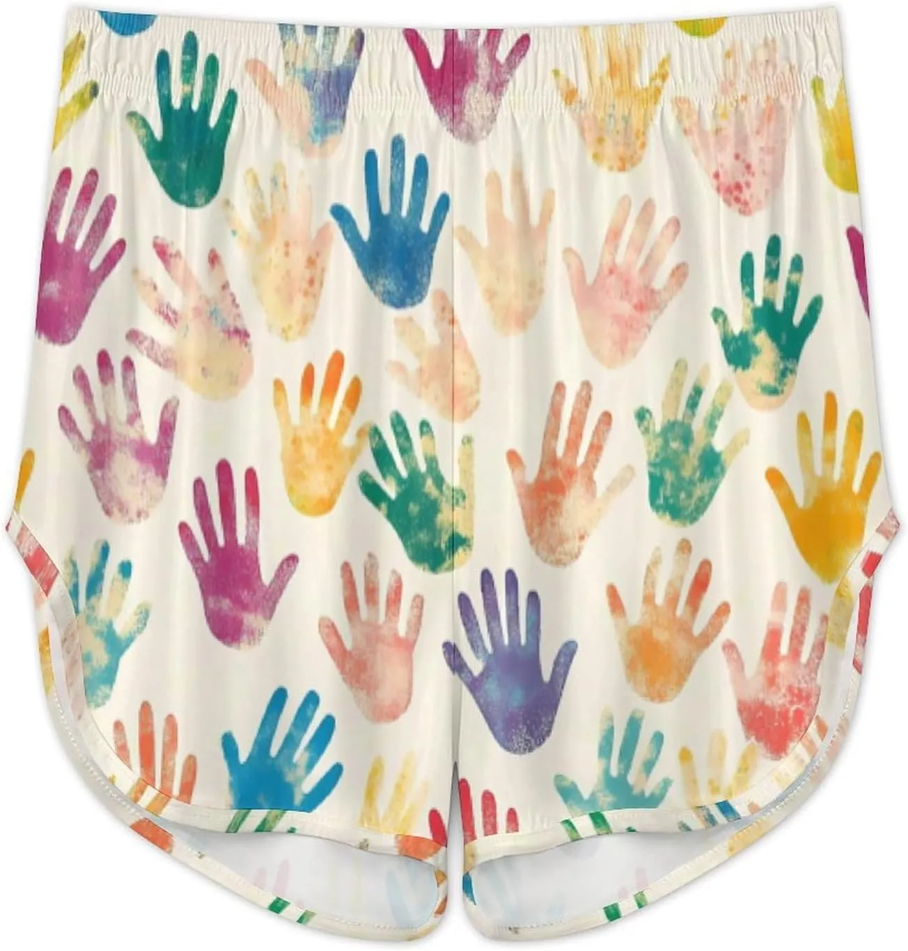 Colorful Handprint Pajamas for Women Set Tank Top Pjs And Shorts Sleepwear Loungewear Sets