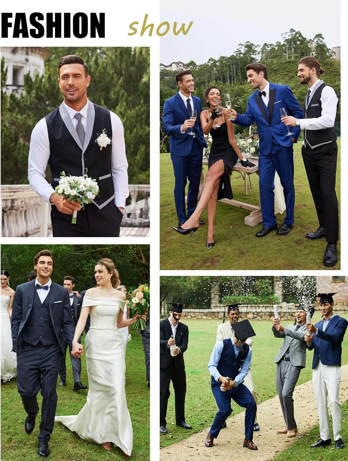 COOFANDY Men's Suit Vest Slim Fit Formal Business Dress Vest Casual Wedding Waistcoat