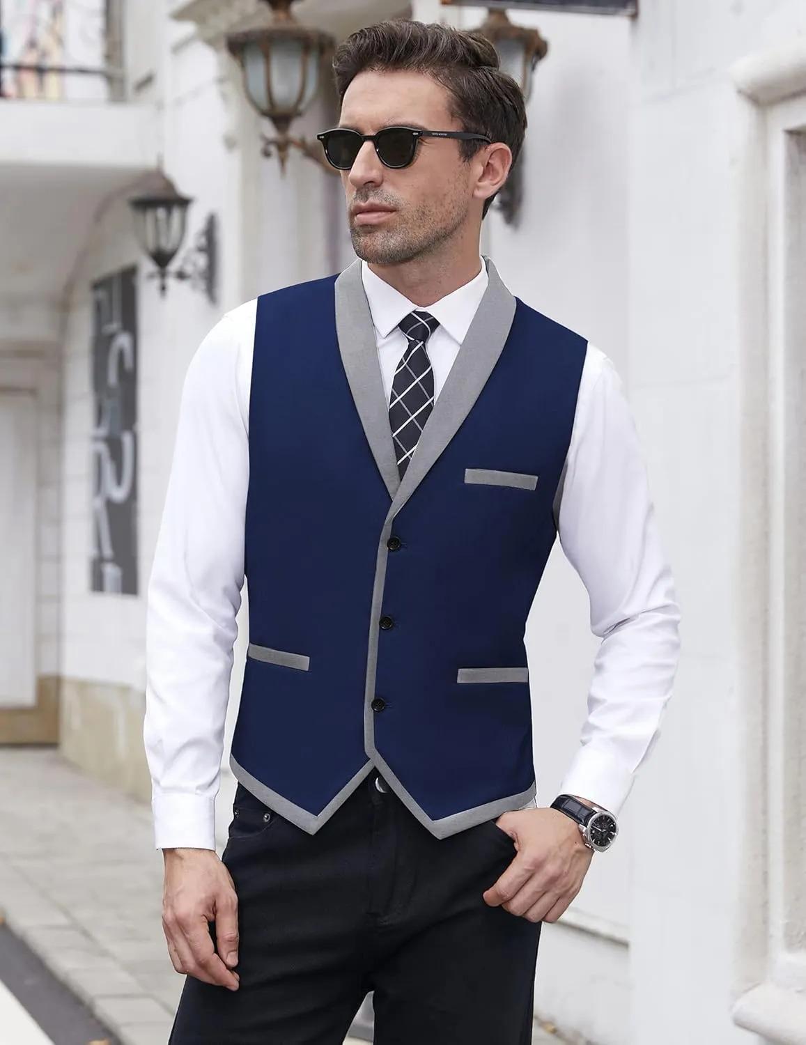 COOFANDY Men's Suit Vest Slim Fit Formal Business Dress Vest Casual Wedding Waistcoat