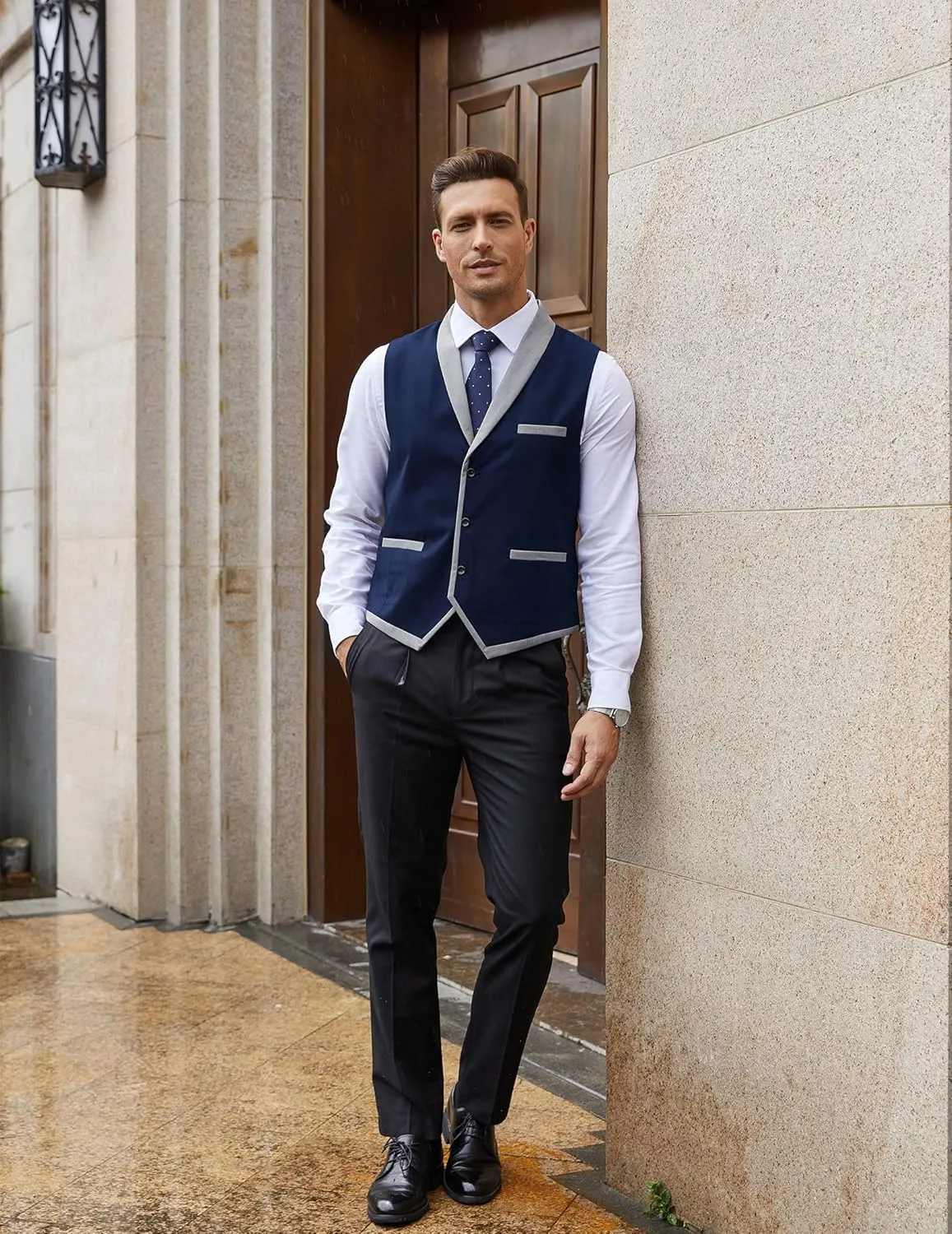 COOFANDY Men's Suit Vest Slim Fit Formal Business Dress Vest Casual Wedding Waistcoat