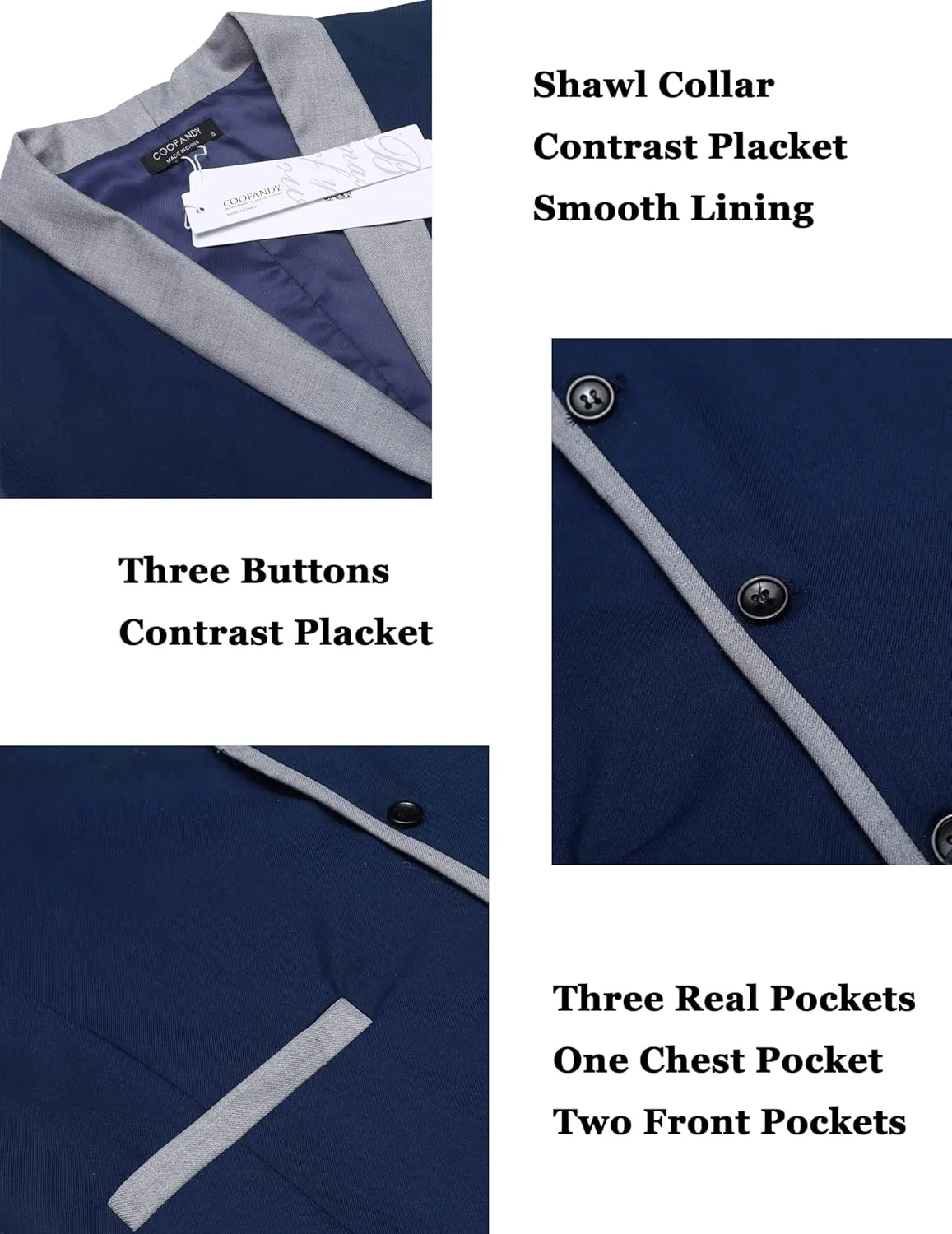 COOFANDY Men's Suit Vest Slim Fit Formal Business Dress Vest Casual Wedding Waistcoat