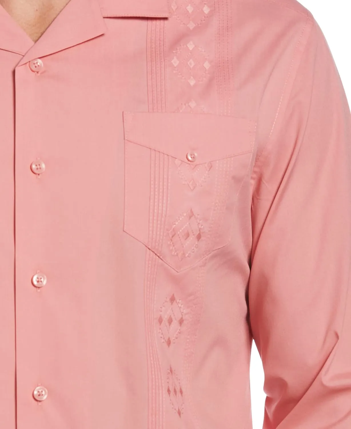 Cubavera Men's Camp Collar Embroidered Long Sleeve Guayabera Shirt