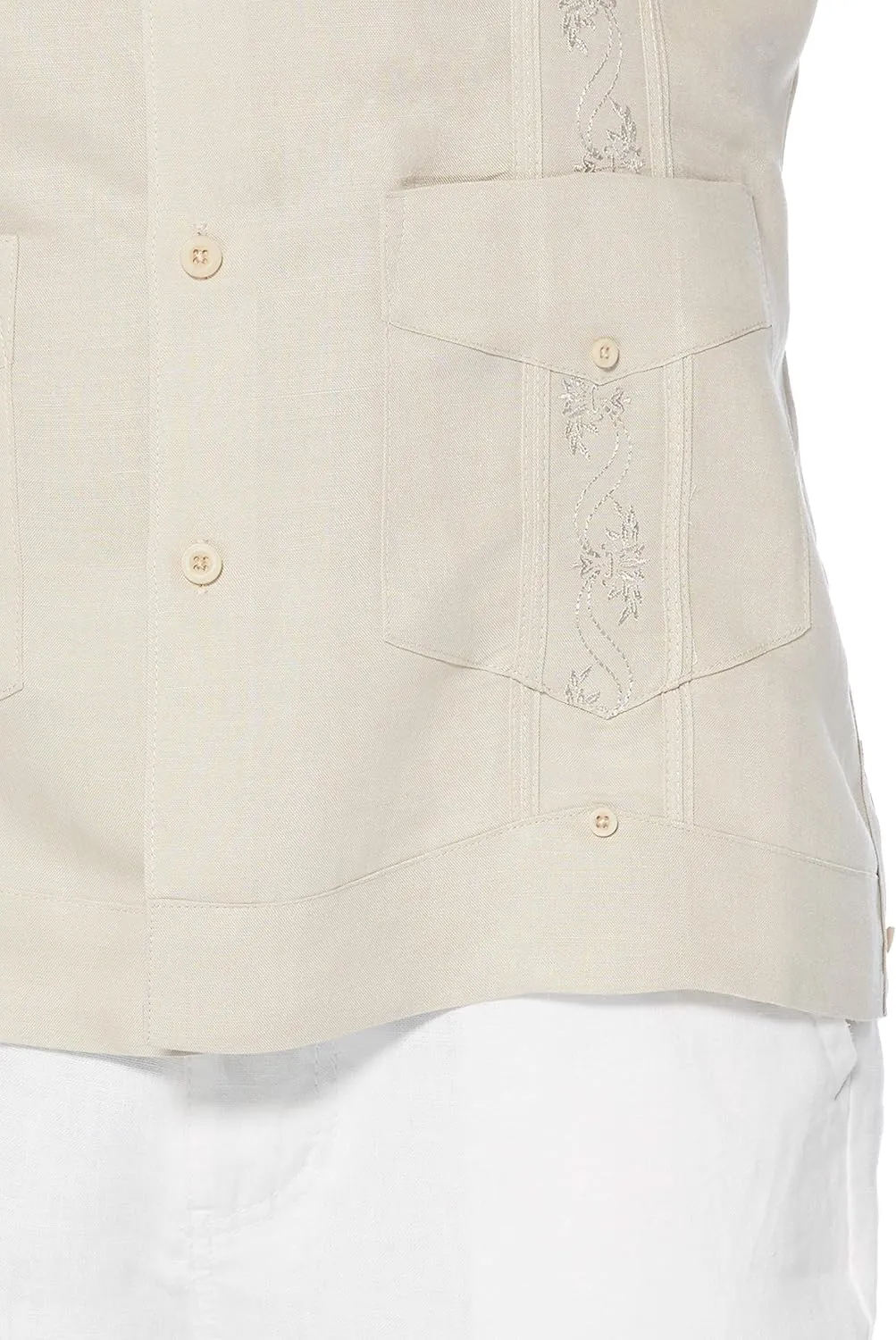 Cubavera Men's Four-Pocket Mini Pintuck Embroidered Authentic Guayabera Shirt, Short Sleeve Button Down