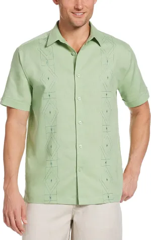 Cubavera Men's Geo Print Embroidery Short Sleeve Button-Down Shirt