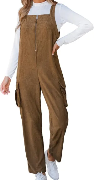 CUPSHE Women's Jumpsuits Zip-Up Cargo Jumpsuit Sleeveless Straight Neck Outfit Casual