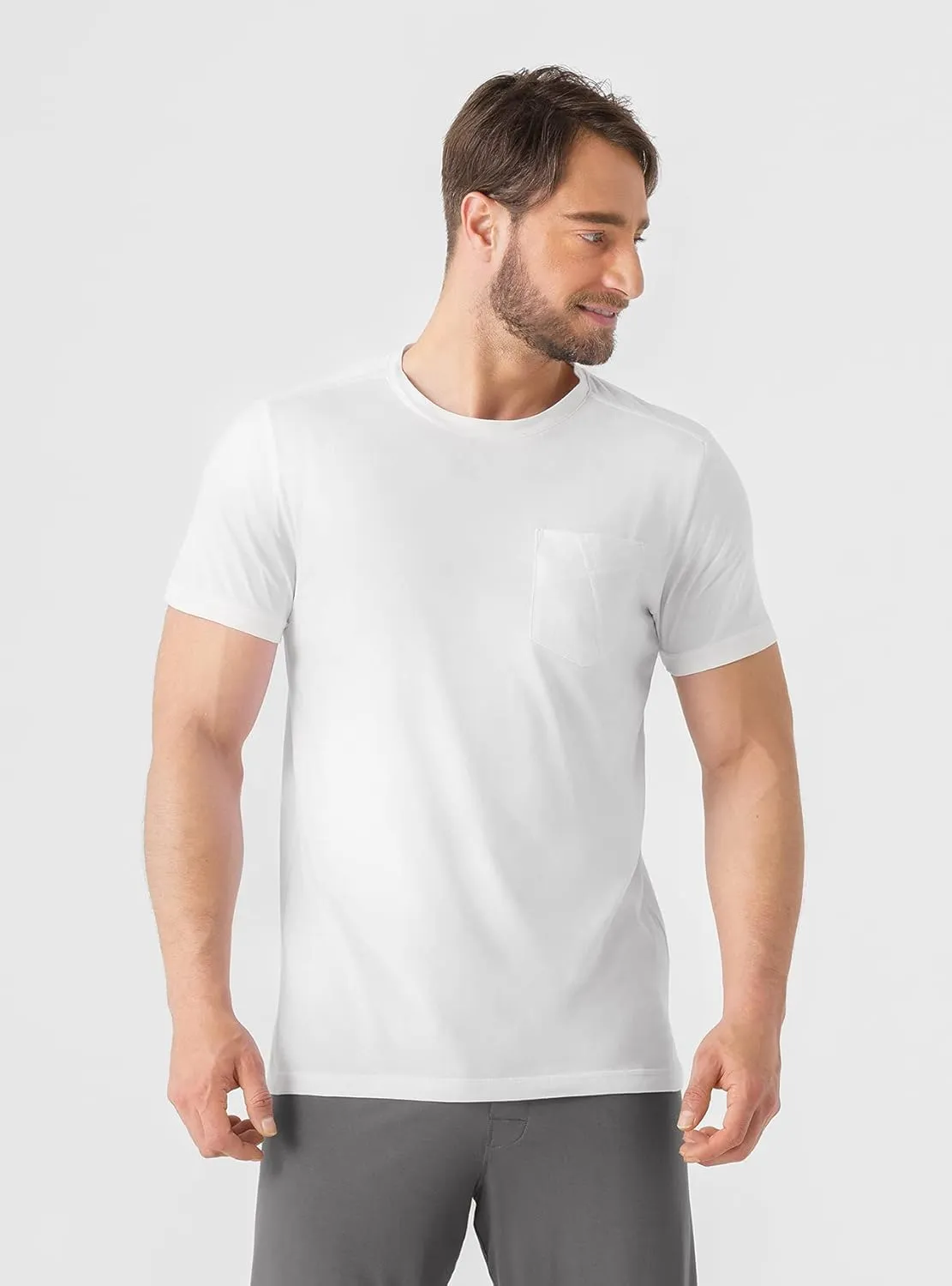 DAVID ARCHY Men's Undershirt with Pocket, Soft Cotton T-Shirt, Moistrue-Wicking Tee 2 Pack