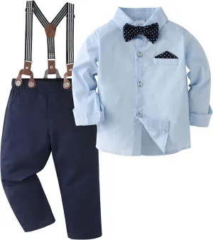 DISAUR Baby Boy Clothes Suits Toddler Dress Shirt With Bowtie Suspender Pants Outfit Sets Gentleman Wedding 1-6 Years