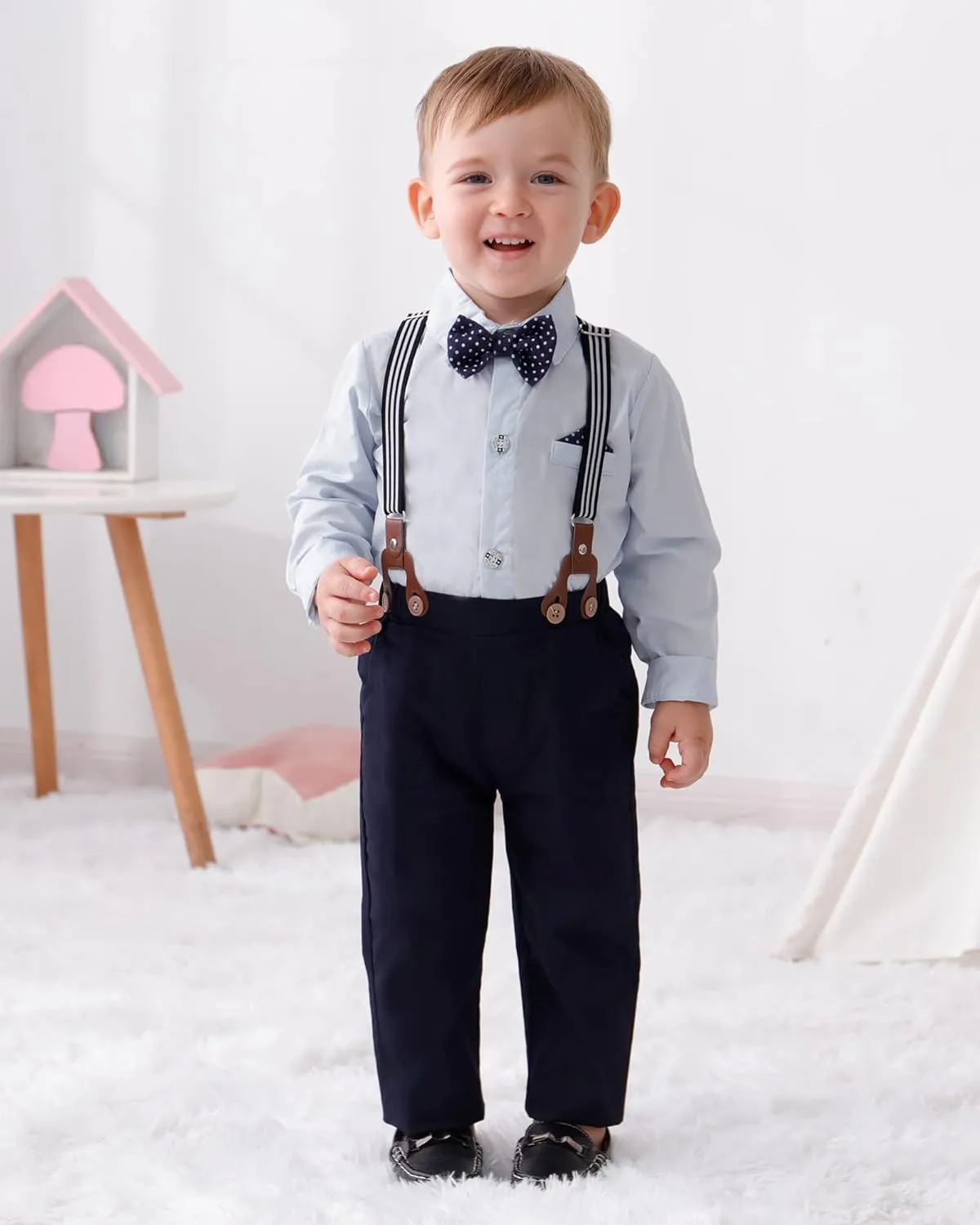 DISAUR Baby Boy Clothes Suits Toddler Dress Shirt With Bowtie Suspender Pants Outfit Sets Gentleman Wedding 1-6 Years