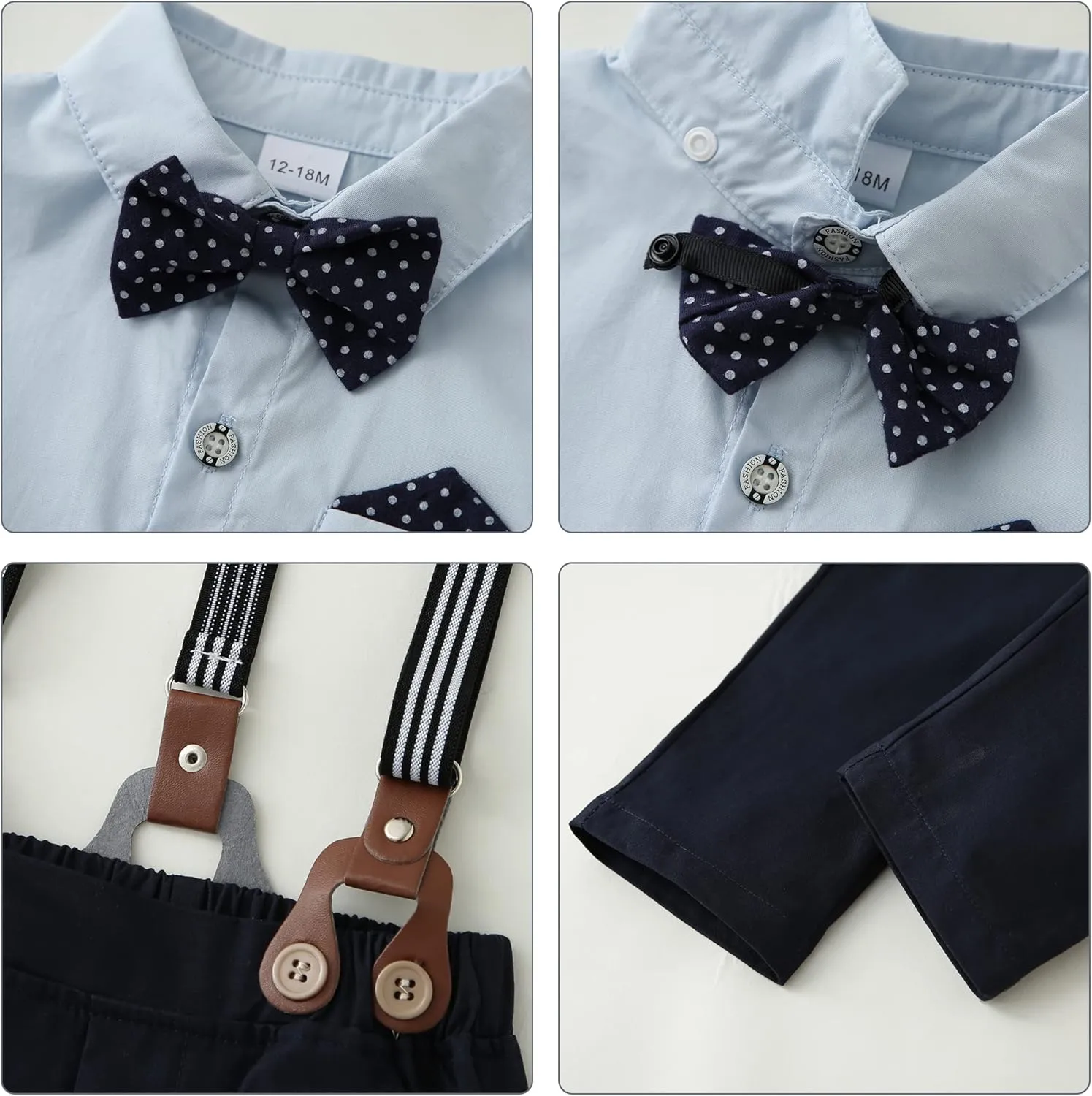 DISAUR Baby Boy Clothes Suits Toddler Dress Shirt With Bowtie Suspender Pants Outfit Sets Gentleman Wedding 1-6 Years