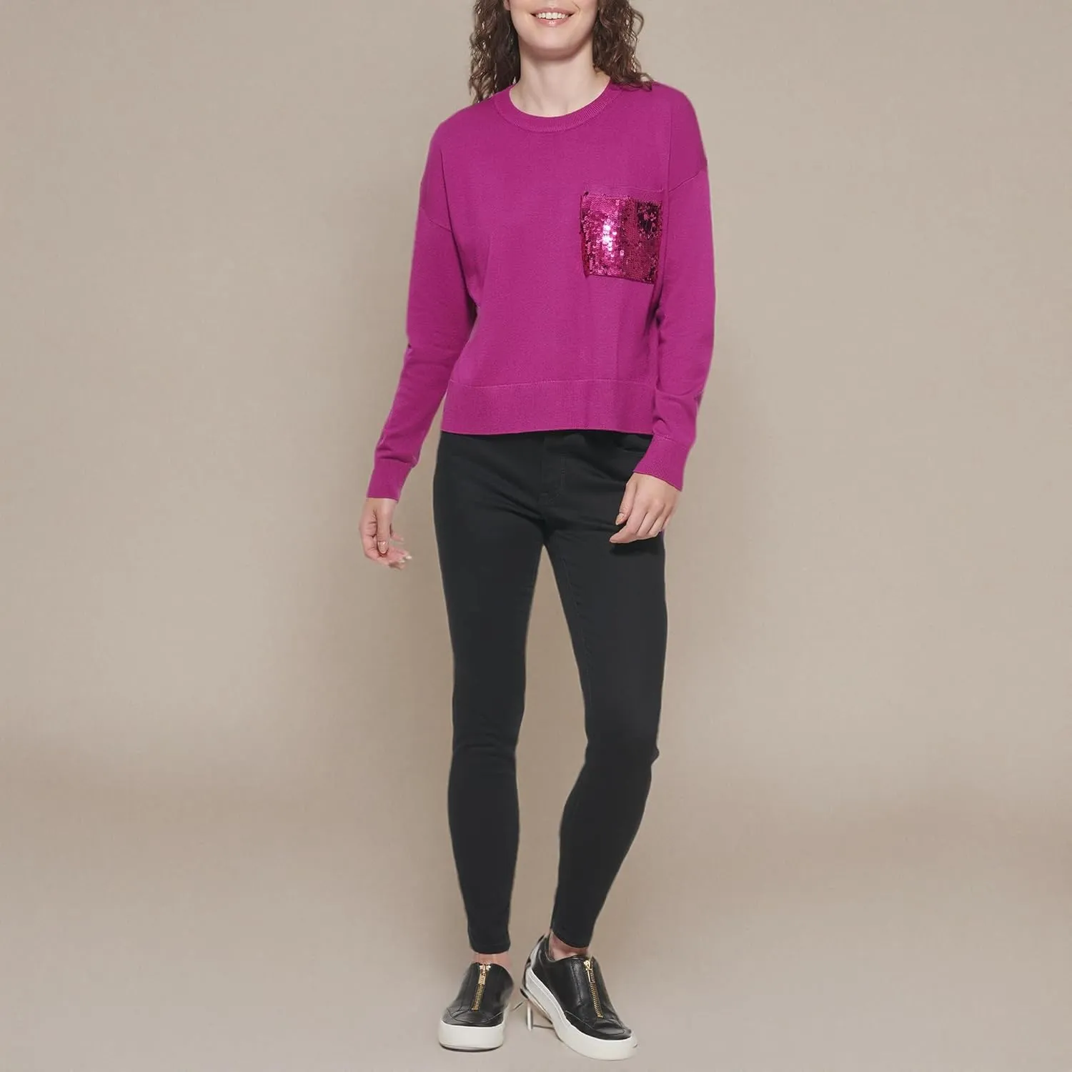 DKNY Women's Pocket Comfy Easy Sportswear Sweater