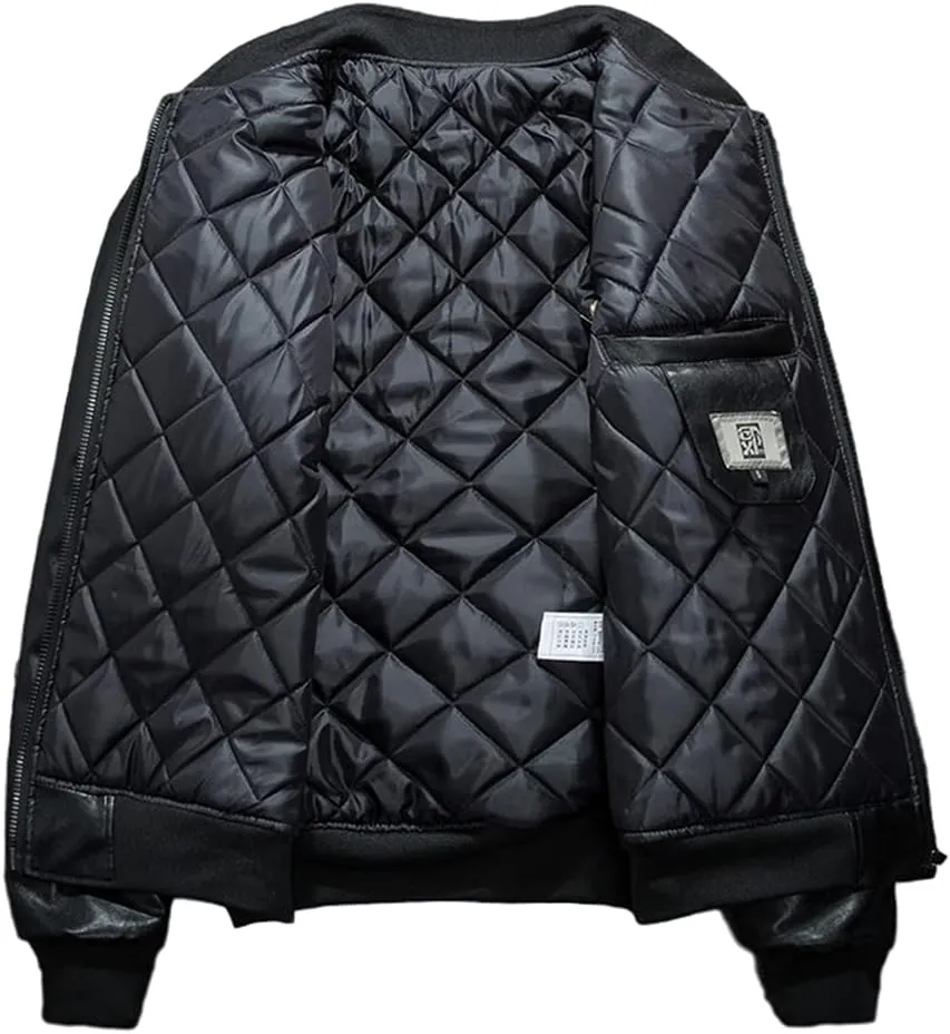 Embroidery Jacket Men Warm Bomber Coat Cotton Padded Long Sleeve Hip Hop Jacket