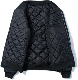 Embroidery Jacket Men Warm Bomber Coat Cotton Padded Long Sleeve Hip Hop Jacket