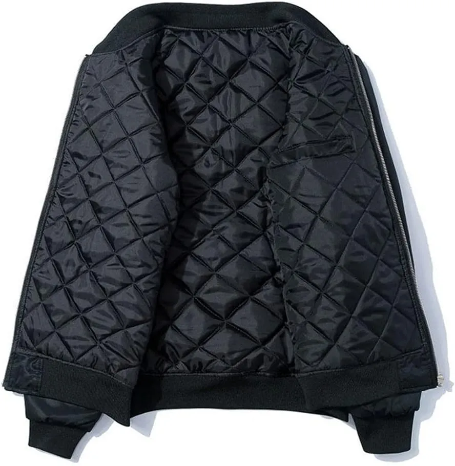 Embroidery Jacket Men Warm Bomber Coat Cotton Padded Long Sleeve Hip Hop Jacket