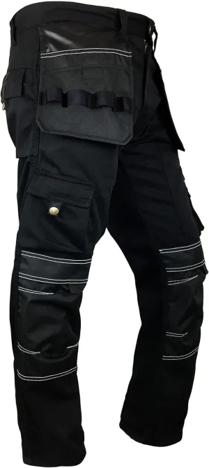 FASHIO FF Men's Cordura Work Pants Tactical Trousers with Utility Tool Pockets Heavy Duty Reinforced Carpenter Safety Pants
