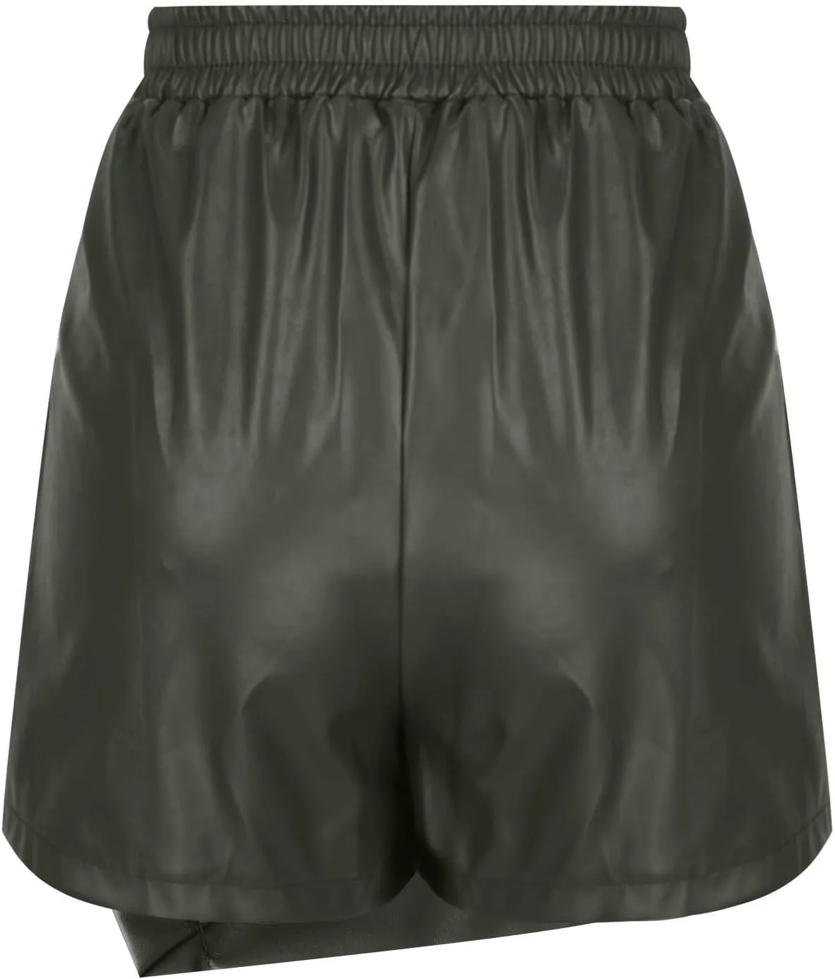 Faux Leather Skorts for Woman High Waisted Ruched Wrap Skorts Skirts Asymmetric Hem Slim Bodycon Skirt with Shorts