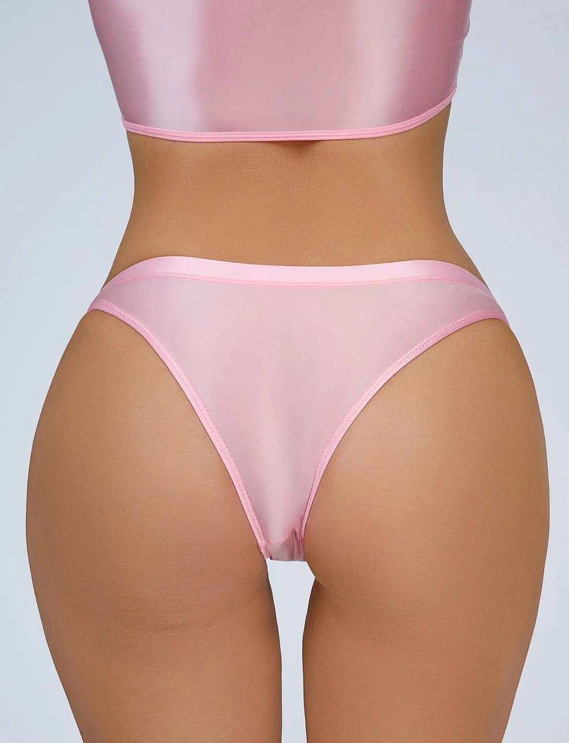 FEOYA Women Metallic Thongs Low Waist Cheeky Panties Rave Festival Bottoms for Club Party 3/4 Pack