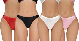 FEOYA Women Metallic Thongs Low Waist Cheeky Panties Rave Festival Bottoms for Club Party 3/4 Pack