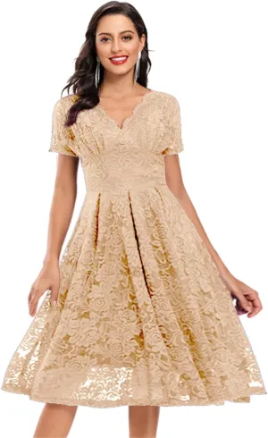 Firzero Formal Dresses for Women Vintage 50s Evening Party Dresses Sleeveless Floral Embroidery Mesh Lace Cocktail Dress