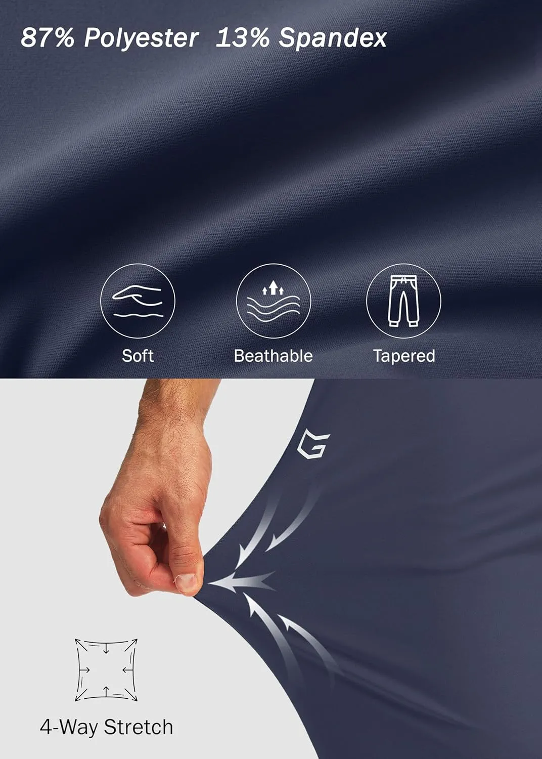 G Gradual Men's Joggers with Zipper Pockets Workout Track Pants Stretch Sweatpants for Men Athletic, Gym, Running