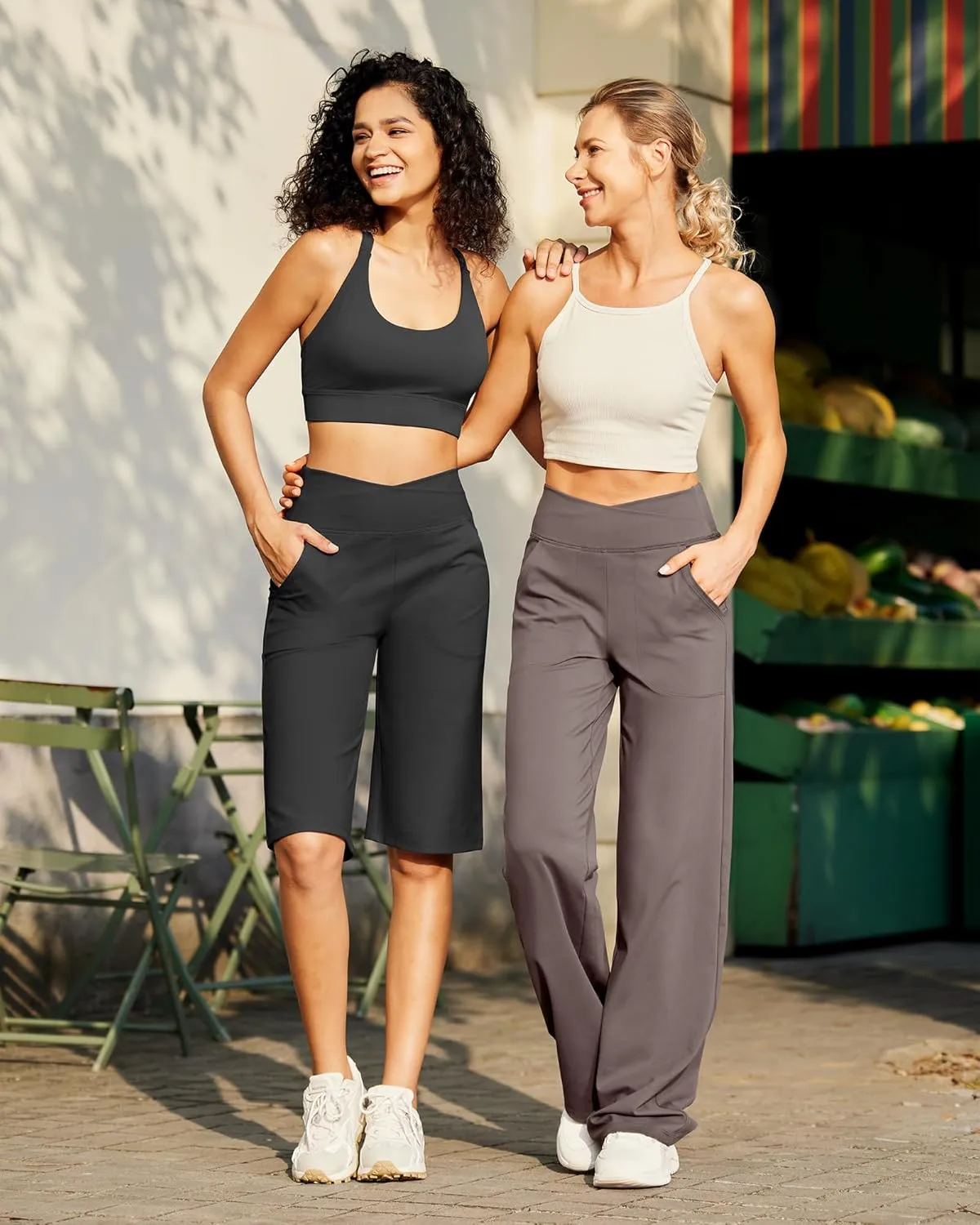 G4Free Capri Pants for Women 14" Knee Length Wide Leg Yoga Capris Dressy Casual Summer Crop Pants with Pockets