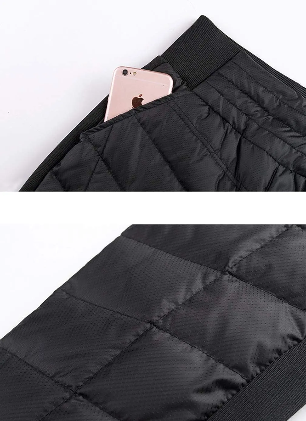 GGUHHU Womens Classic Elastic High Waist Quilted Padded Tapered Leg Long Down Pants