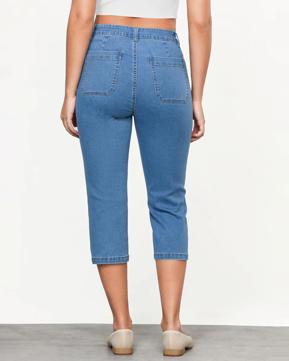 GRAPENT Capri Jeans for Women High Waisted Stretchy Denim Capris Front Seamed Cropped Skinny Slim Fit Jeans with Pockets