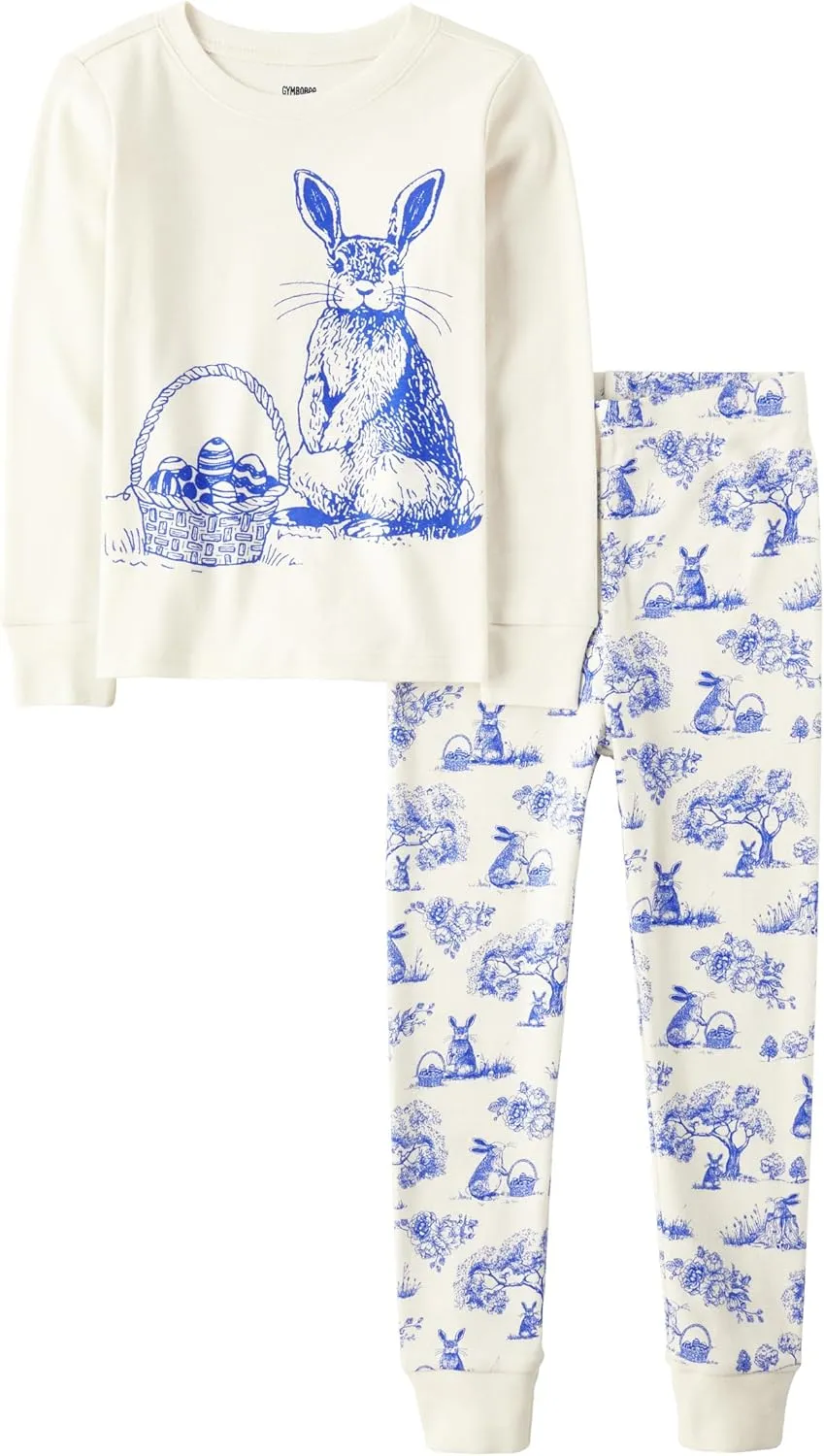Gymboree Unisex Kid's and Toddler Easter Gymmie Short Sleeve Top and Pant Cotton 2-Piece Pajama Sets