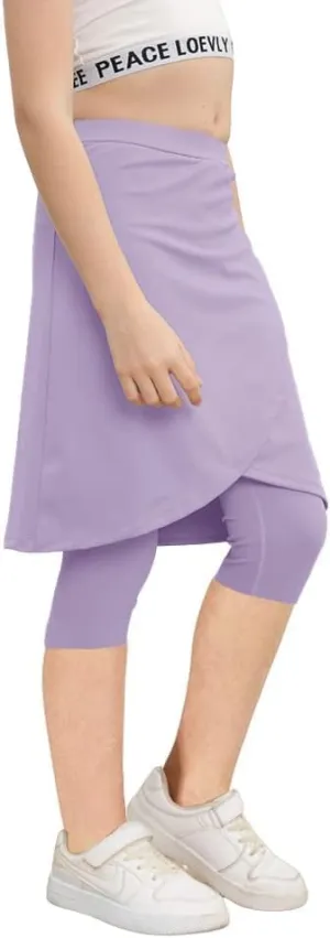 Haloumoning Girls Elastic Waist Knee Length Skirts with Leggings Kids Cute Active Golf Tennis Skorts 4-14 Years
