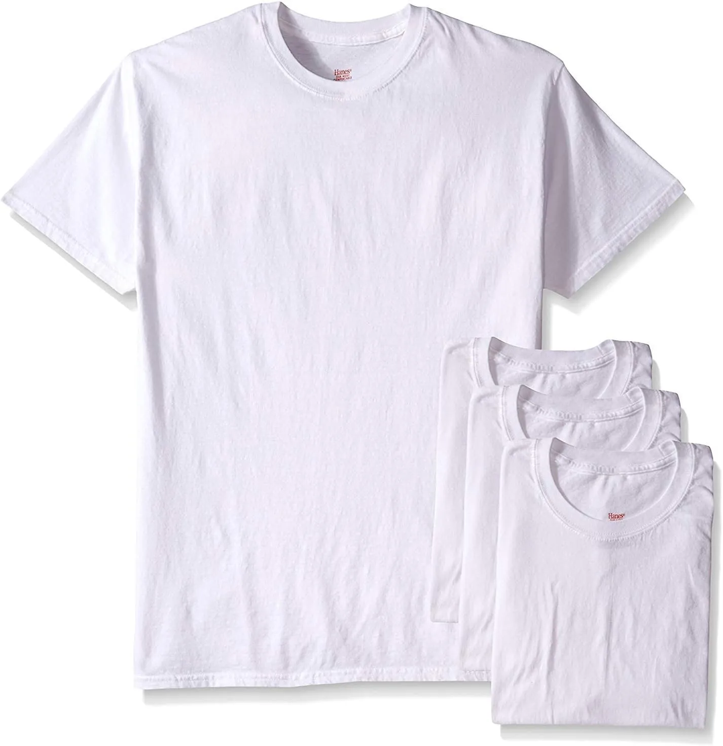 Hanes Men's 5Pack Crew Neck Tagless White Undershirts Crewneck T-Shirts, XL