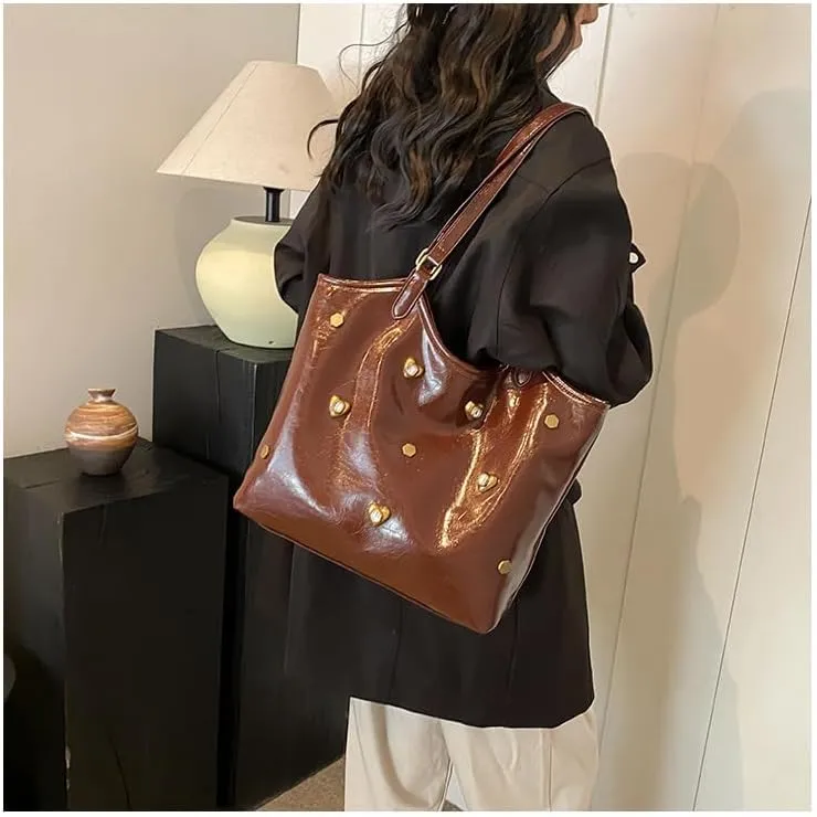 Hobo Bag for Women Work Tote Bag Studded Purse Coquette Purse Y2k Vegan Leather Bag Aesthetics Purse