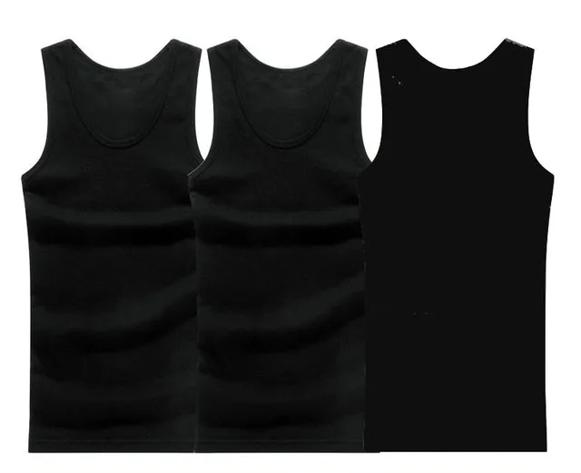 Hot Sale 3pcs / 100% Cotton Mens Sleeveless Tank Top Solid Muscle Vest Undershirts O-neck Gymclothing Tees Whorl Tops