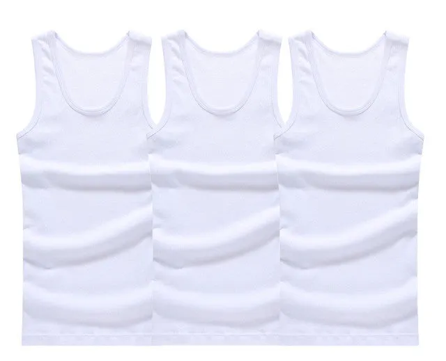 Hot Sale 3pcs / 100% Cotton Mens Sleeveless Tank Top Solid Muscle Vest Undershirts O-neck Gymclothing Tees Whorl Tops