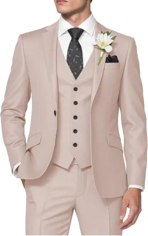 HUUTOE Men's 3 Piece Suits Slim Fit Wedding Suits for Men Prom Dress Suit Summer Blazer Jacket Vest Pants Tuxedo Set Men