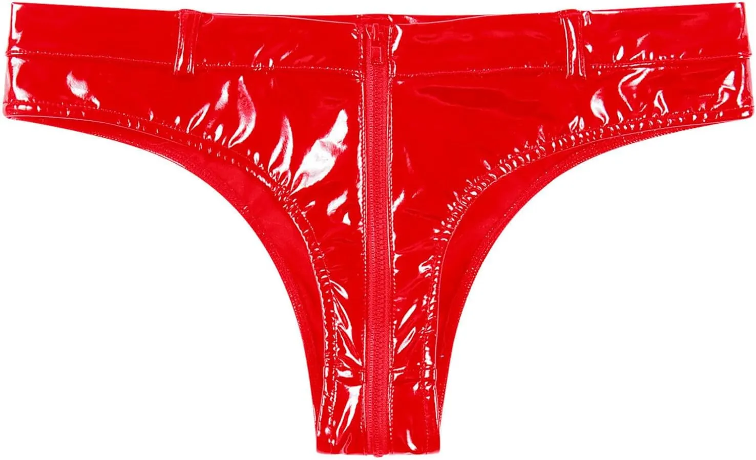 iiniim Mens Patent Leather Bulge Pouch Bikini Briefs Underwear Zipper Briefs Knickers Shorts Clubwear