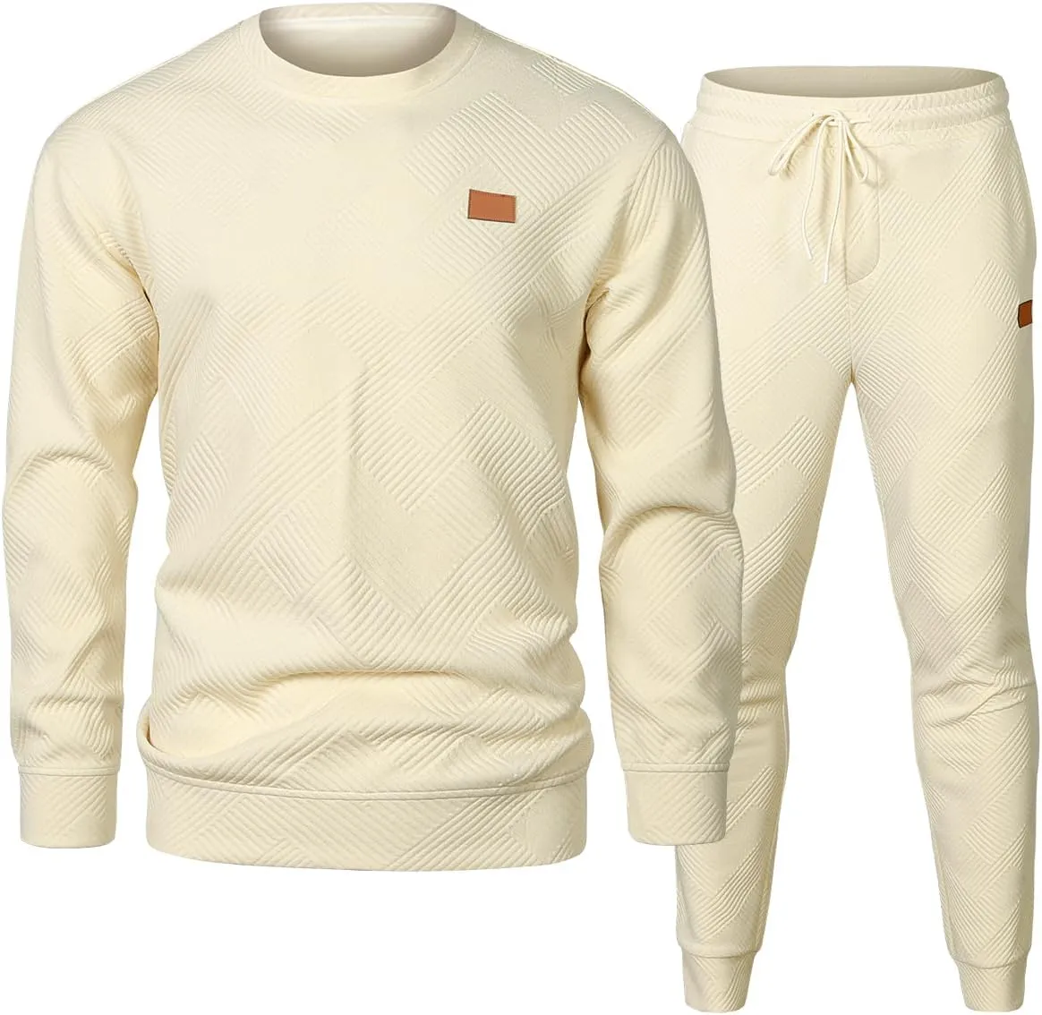 JMIERR Mens 2 Piece Outfits Knit Jacquard Pullover Sweatshirt Tracksuit & Joggers Sweatpants Sweatsuit Sets with Pockets