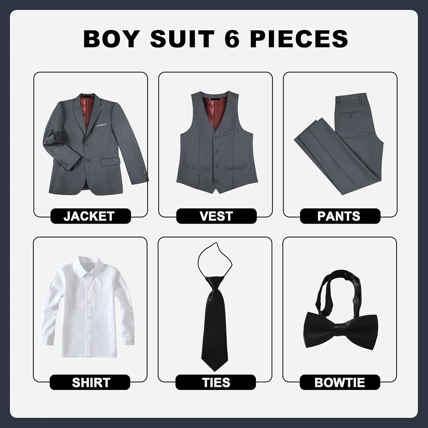 JPF Boy's Formal Suit Set Slim Fit Kids Tuxedo Suits for Wedding Teen Toddler Boy Dress Suit Outfit
