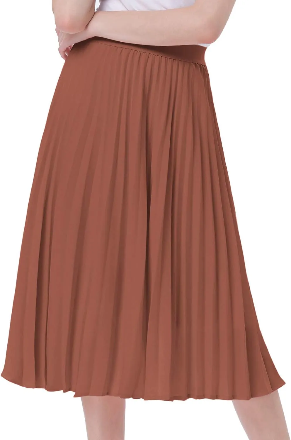 Kate Kasin Women's High Waist Pleated A-Line Swing Skirt KK659