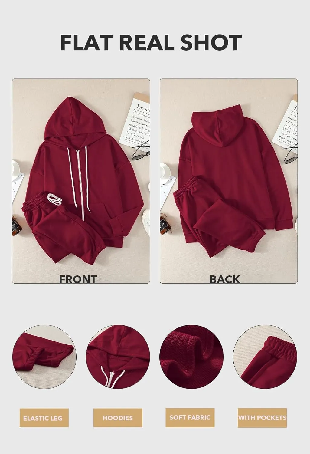 Kisscynest Track Suits for Women Set Casual 2 Piece Outfits Sweatsuits Zipper Hoodie Drawstring Pant Jogger Sets