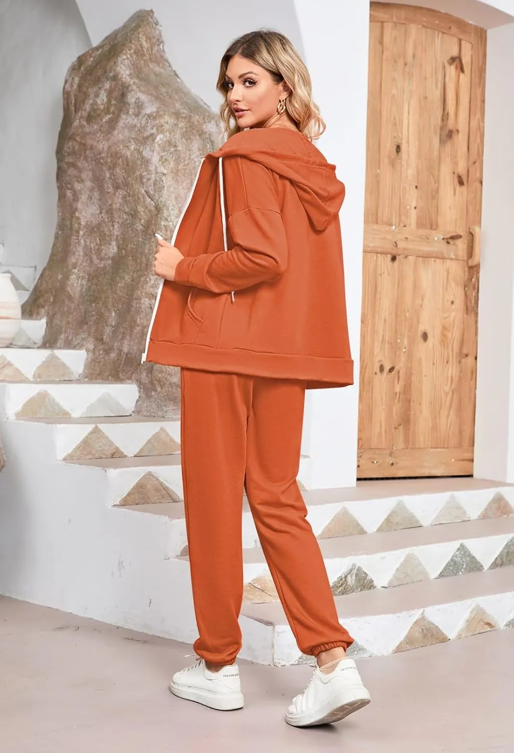 Kisscynest Track Suits for Women Set Casual 2 Piece Outfits Sweatsuits Zipper Hoodie Drawstring Pant Jogger Sets