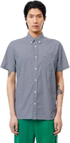 Lacoste Men's Short Sleeved Regular Fit Gingham Print Shirt