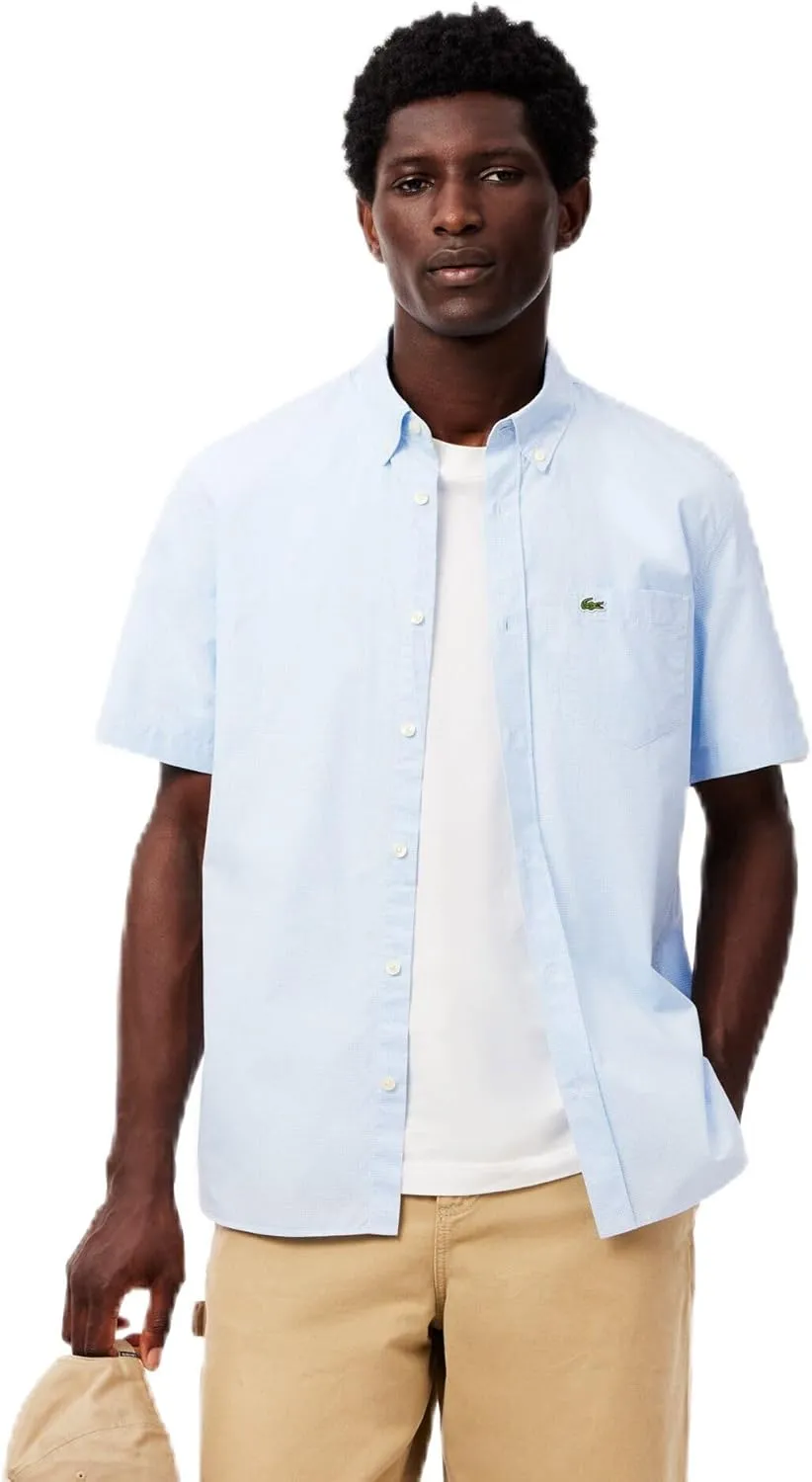 Lacoste Men's Short Sleeved Regular Fit Gingham Print Shirt