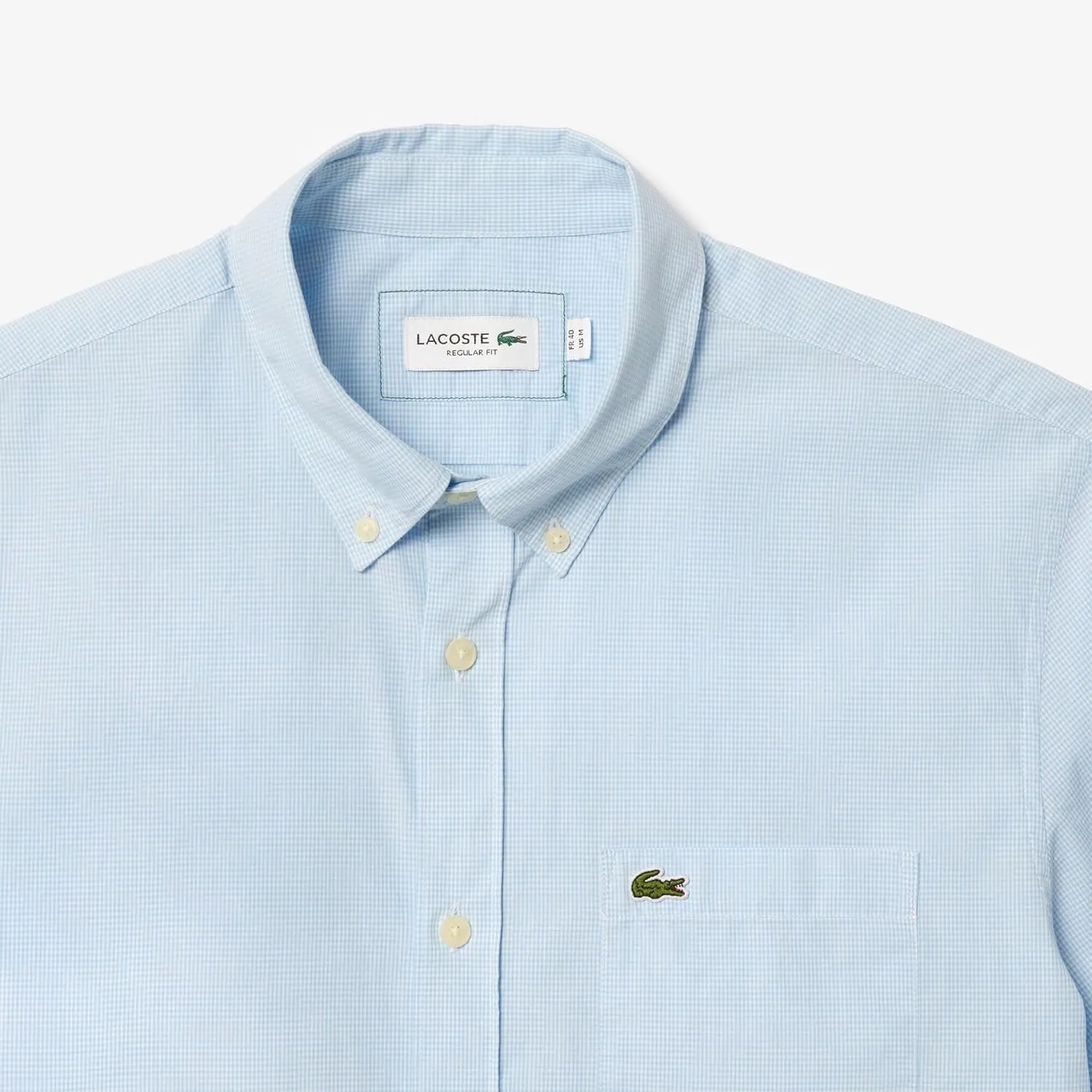 Lacoste Men's Short Sleeved Regular Fit Gingham Print Shirt