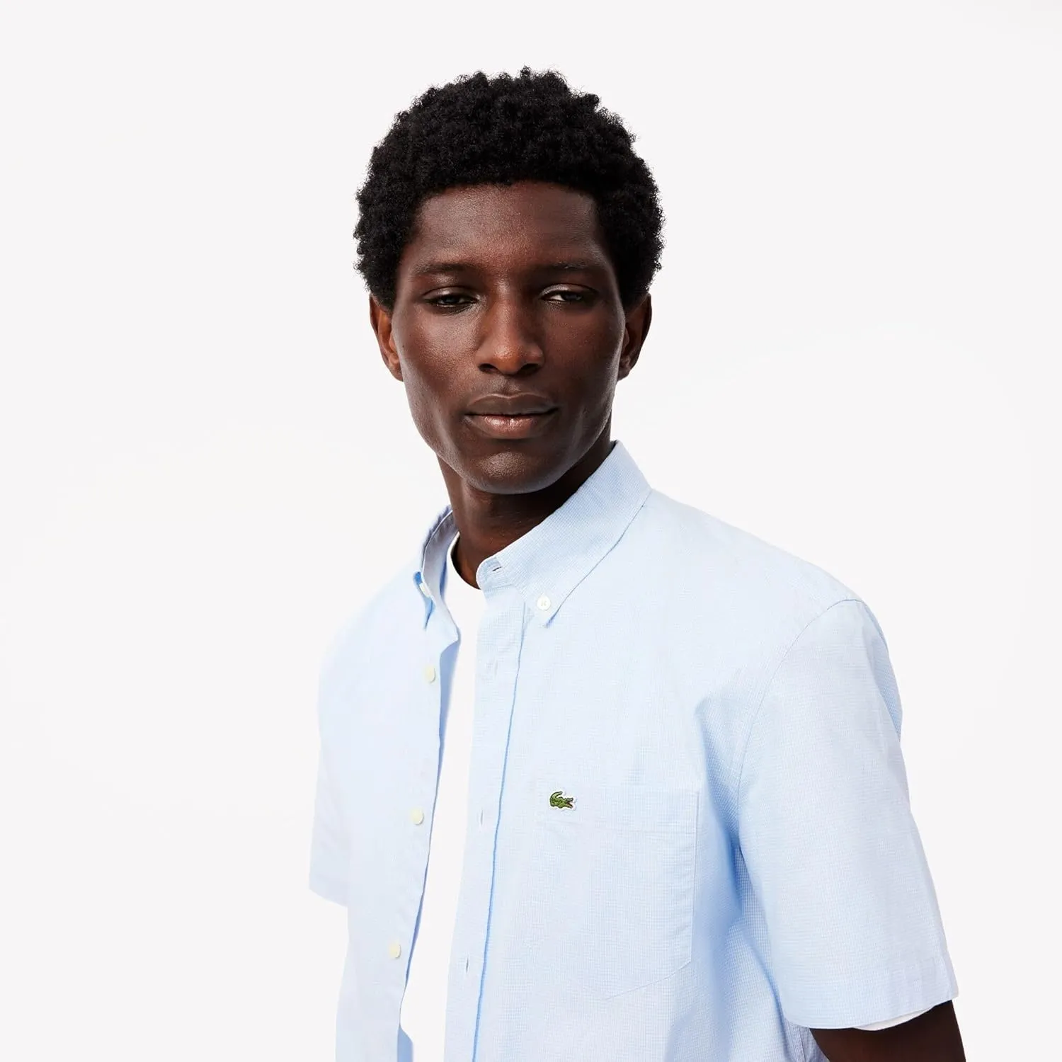 Lacoste Men's Short Sleeved Regular Fit Gingham Print Shirt