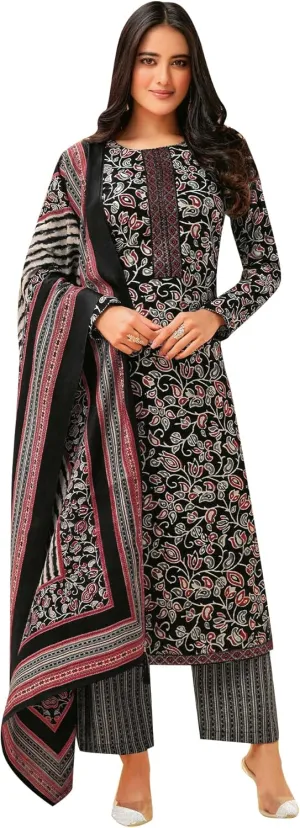 ladyline Modal Silk Printed Embroidered Salwar Kameez Indian Bollywood Pakistani Dress