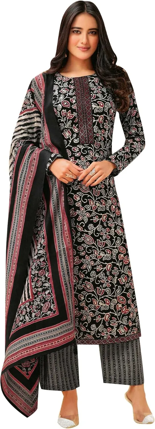ladyline Modal Silk Printed Embroidered Salwar Kameez Indian Bollywood Pakistani Dress