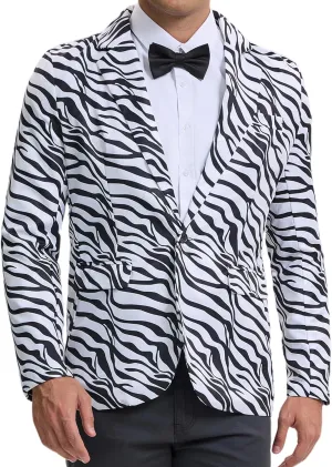 Lars Amadeus Men's Party Animal Leopard Print Blazer Notched Lapel Lightweight Sport Coat Suit Jacket