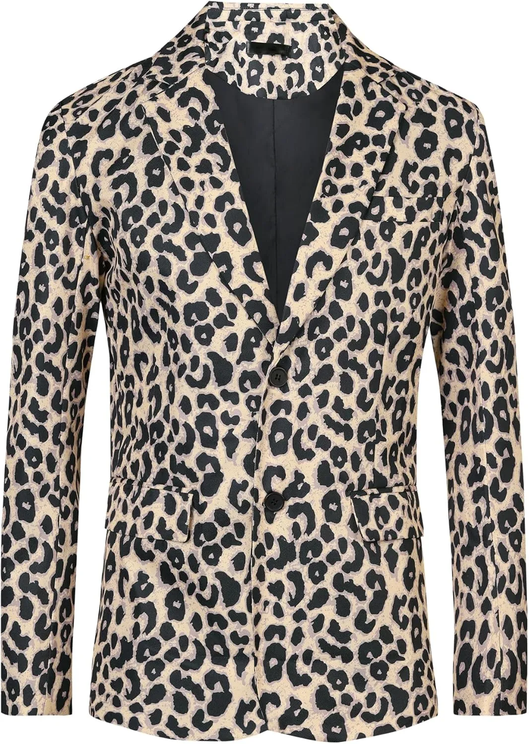 Lars Amadeus Men's Party Animal Leopard Print Blazer Notched Lapel Lightweight Sport Coat Suit Jacket
