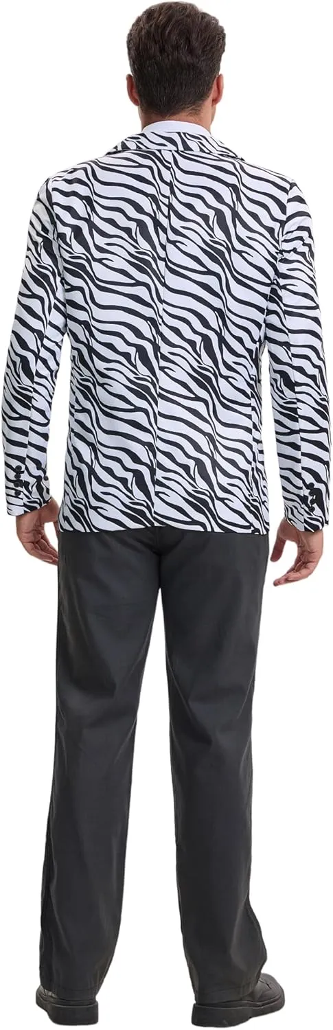 Lars Amadeus Men's Party Animal Leopard Print Blazer Notched Lapel Lightweight Sport Coat Suit Jacket