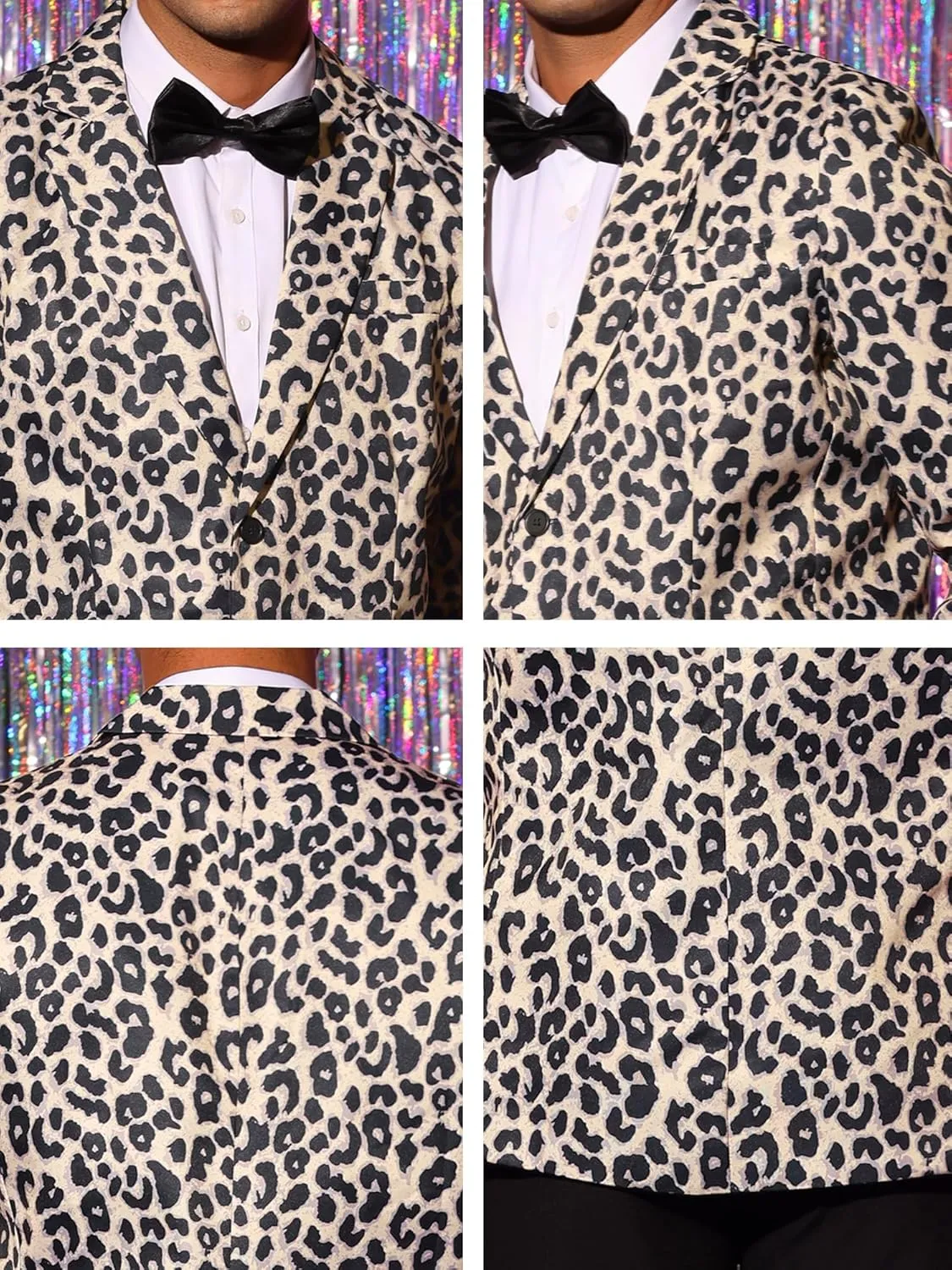 Lars Amadeus Men's Party Animal Leopard Print Blazer Notched Lapel Lightweight Sport Coat Suit Jacket